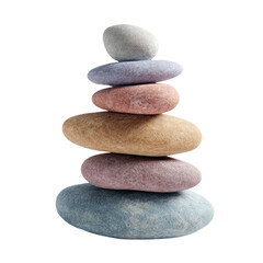 Stack of Smooth Pastel Stones with Transparent Background

