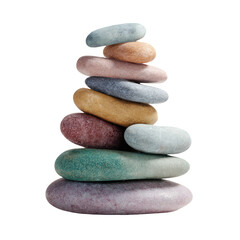 Stack of Smooth Pastel Stones with Transparent Background

