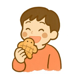 笑顔の男の子 | パンを食べる時間