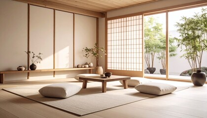 Fototapeta premium Serene Minimalist Living Room Interior Design