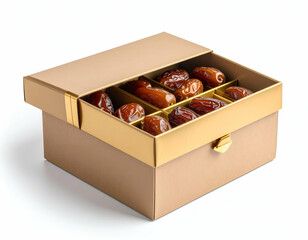 Elegant Gift Box of Dates Beautifully Arranged Dates in a Gold-Accented Box