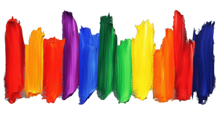 Paint strokes in rainbow colors isolated on black