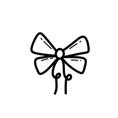 hand drawn bow ribbon line icon