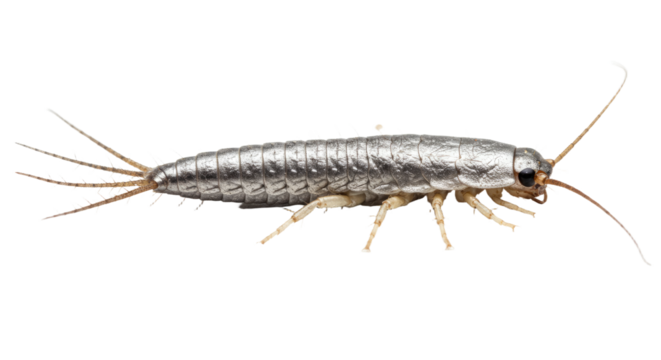 Silverfish Insect Isolated on White Background.