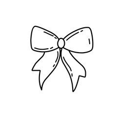 hand drawn bow ribbon line icon