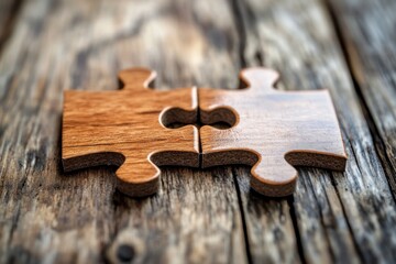 Corporate problem solving represented through final puzzle piece connection