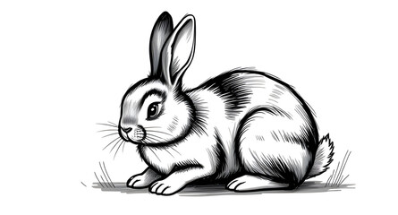 black rabbit on white background