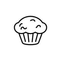 Simple Line Art Icon of a Delicious Muffin