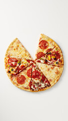 Mixed Topping Pizza on White Background