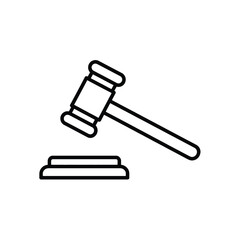 Gavel and Sound Block Icon Line Art