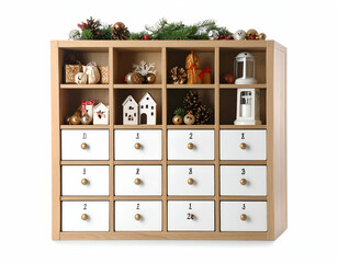 Charming Christmas Countdown Advent Calendar with Numbered Drawers