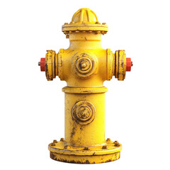 Fototapeta premium A weathered yellow fire hydrant stands tall against a colorful background