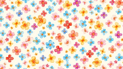 Watercolor floral pattern of colorful flowers on a light background for design projects
