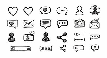 Social media hand drawn style icons
