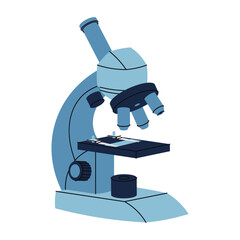 Flat Design Microscope on White Background. Scientific Instrument for Laboratory, School Education and Research. Perfect for Science Projects, Educational Materials and Medical Illustrations.