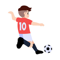 A soccer player about to kick the ball