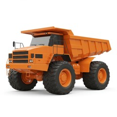Obraz premium Powerful Orange Dump Truck on White Background for Construction Use