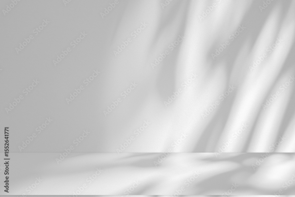 Poster Wall interior background, studio and backdrops show products.with shadow from window color white and grey. background for text insertion and presentation product	