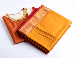 Deity Dressing Elegant Mustard Yellow Silk Saree and Blouse Set