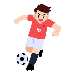 A soccer player about to take a shot