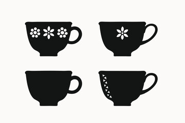 Elegant Teacup Silhouettes  Floral and Geometric Designs for Your Projects
