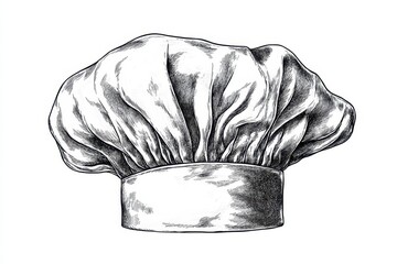 Hand Drawn Chef Hat Illustration. Culinary Uniform Concept for Eatery, Bakery, and Cooking