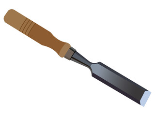 Woodworking chisel with wooden handle vector illustration