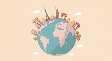 Naklejka premium World Travel Iconic Landmarks & Global Adventures