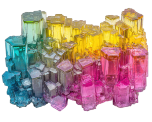 Rainbow layered bismuth crystal cluster