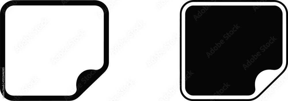 Poster Vector paper note icon design for web and app ui design element with folded corner and black color editable vector illustration with png format