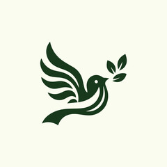 Modern bird leaf logo