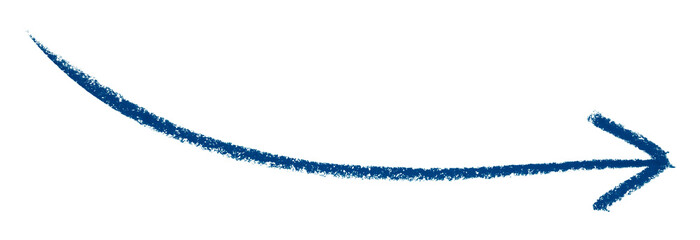 Blue arrow symbol colored pencil isolated on transparent background