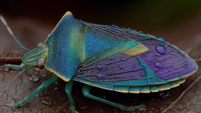 Vibrant Stink Bug: Detailed Macro Photography
