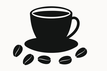 Aromatic Coffee Cup and Beans A Delightful Illustration