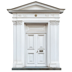 Fototapeta premium Elegant white door with columns and pediment architectural detail