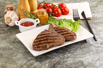 Delicus grilled beef steak with sauce