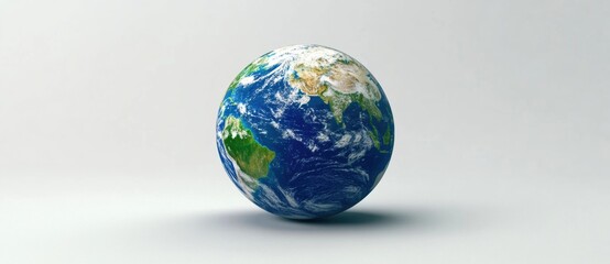 Spherical Globe Object on White Surface in 3D Rendering, Focal Earth Background