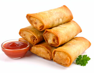 Crispy Spring Rolls A Stack of Deliciousness with Dipping Sauce