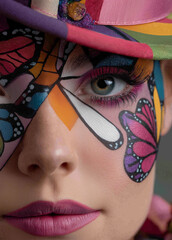 woman, face, beauty, makeup, model, fashion, child, clown, eyes, people, mask, colour
