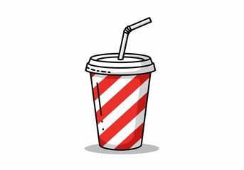 Red and white striped drink cup illustration