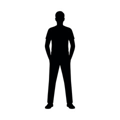 Standing Man Silhouette Vector Illustration