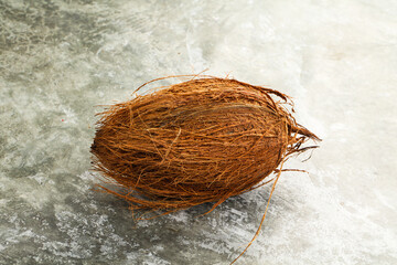 Natural exotic brown hairy coconut