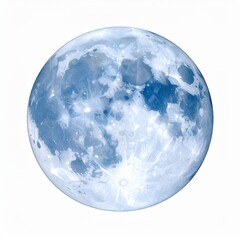 Obraz premium Blue Full Moon Isolated on White Background