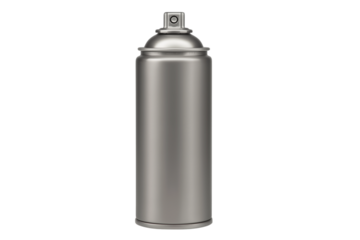 Silver spray paint can isolated on transparent background, ideal for projects related to graffiti, street art, or diy projects