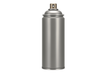 Silver spray paint can isolated on transparent background, ideal for projects related to graffiti, street art, or diy projects