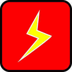 Punctuate designs with a striking yellow lightning bolt on a bold red background, perfect for conveying concepts of speed, energy, power, and urgent alerts. eye catching graphic for diverse uses