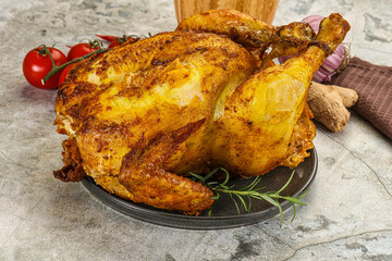 Homemade Grilled whole chicken with spices