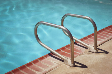 Retro vintage swimming pool and handrail  