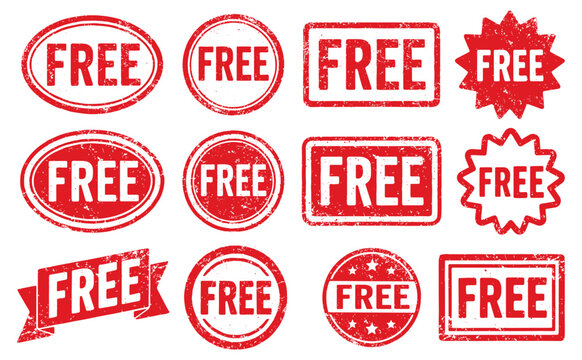 Free grunge stamped icon symbol vector with rough. Free grungy rubber stamp distressed texture and bold letters. Ideal for labels, banners, promotions. Vector illustration image. Isolated on white 