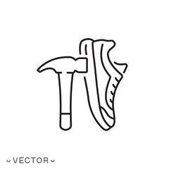 shoe repair icon, footwear repair concept, thin line symbol isolated on white background, editable stroke eps 10 vector illustration